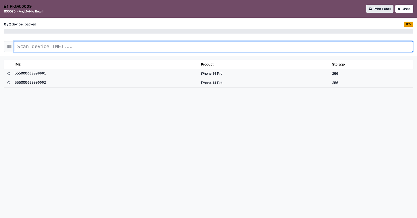 Packing box scanner UI